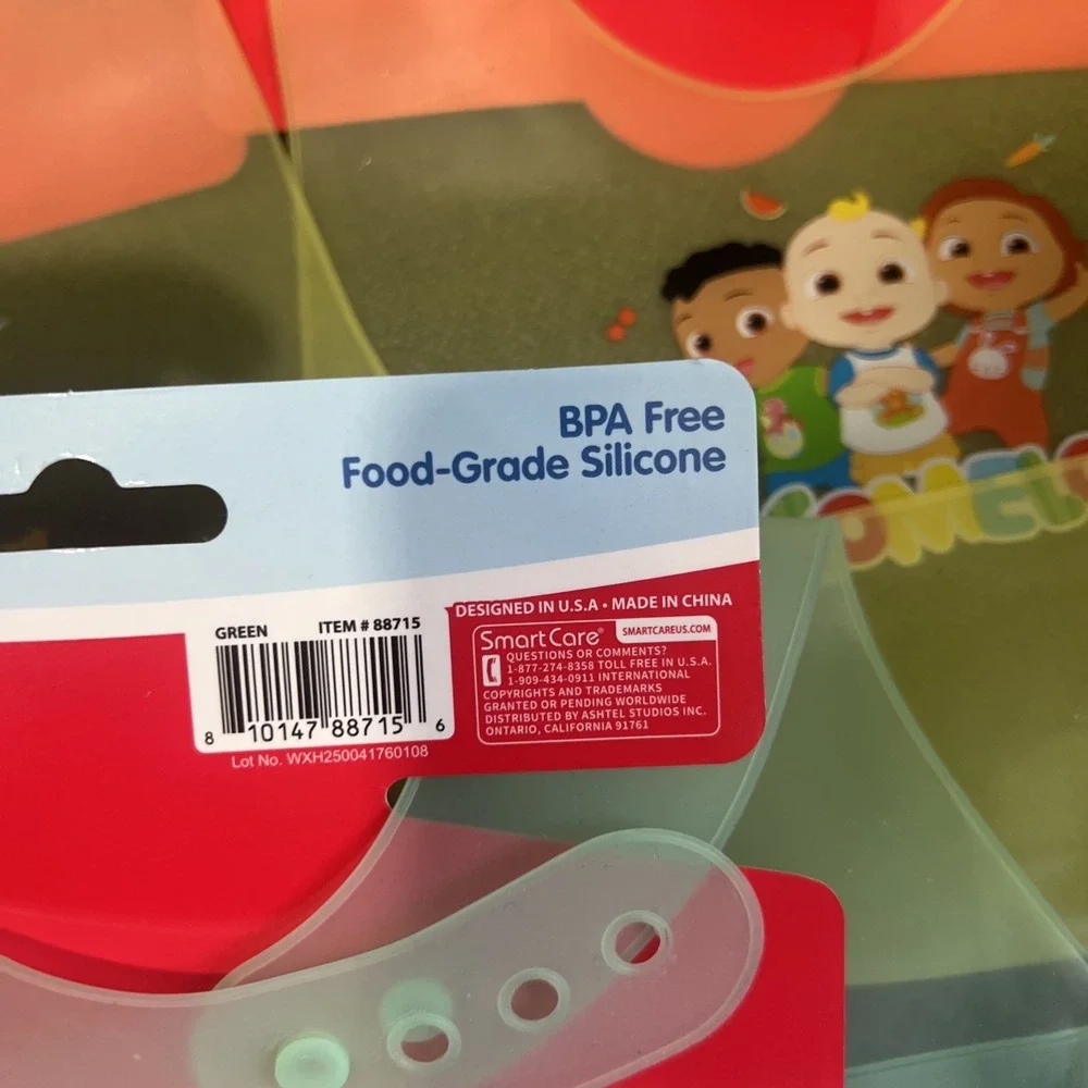 Cocomelon Silicone Bibs for Babies with Adjustable Neck - Durable Baby‎ Silicone